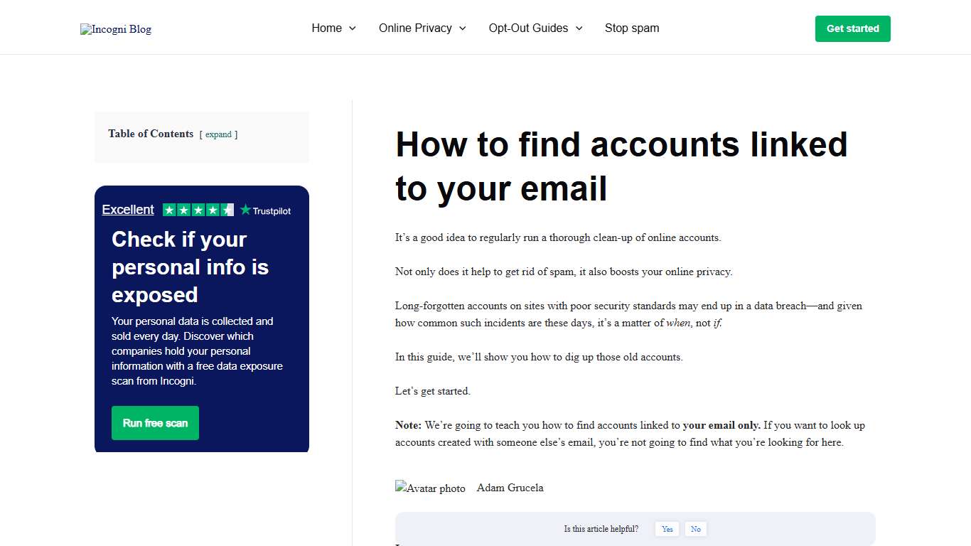 How to find accounts linked to your email [2026] Incogni